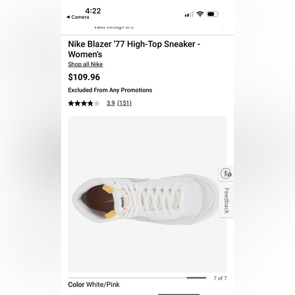 Nike White and Pink Leather High-Top Sneakers - Picture 3 of 14